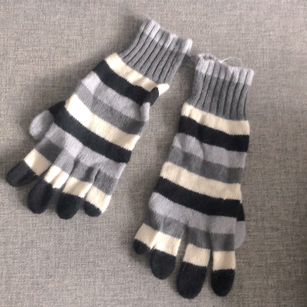 Brand new striped, wool gloves.